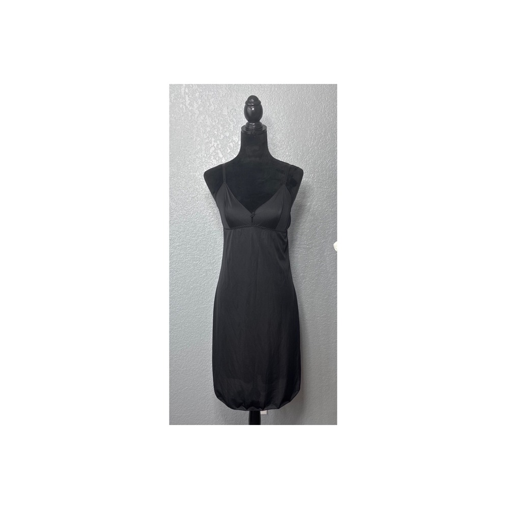 Montgomery Ward‎ Black Nylon Tricot Full Slip Dress Size 34 Vintage Made USA